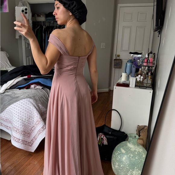 Elegant Pink Off-Shoulder Dress, Dusty Rose Elegant Pink Off-Shoulder Dress, Dusty Rose